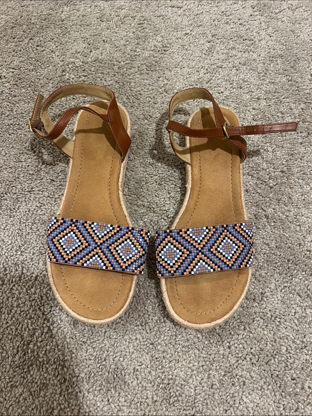 SO Women's Tan Beaded Strap Sandals